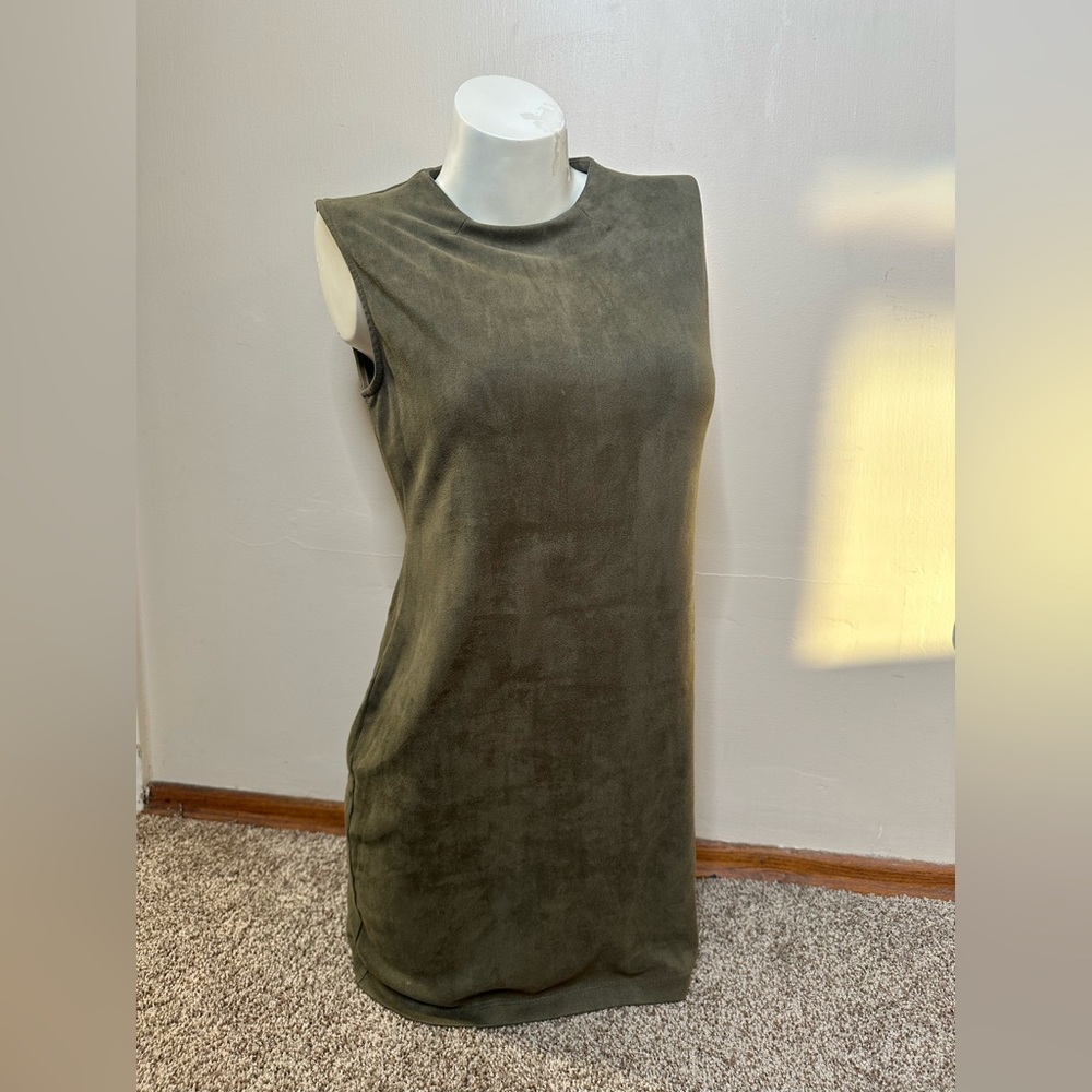 Suede olive dress